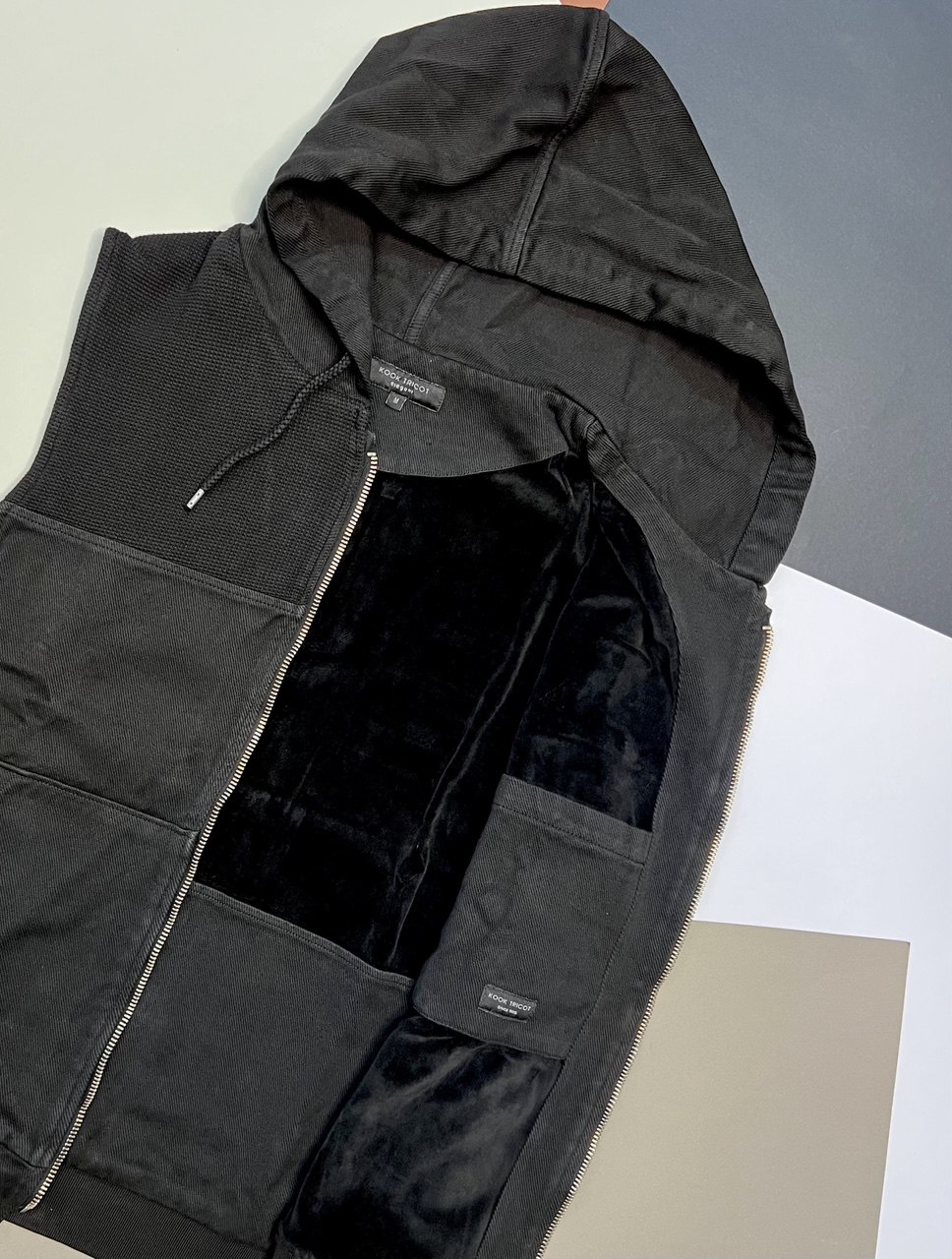 ژیله کتان مردانه پاییزی کلاه‌دار با زیپ کامل – مناسب فصل پاییز