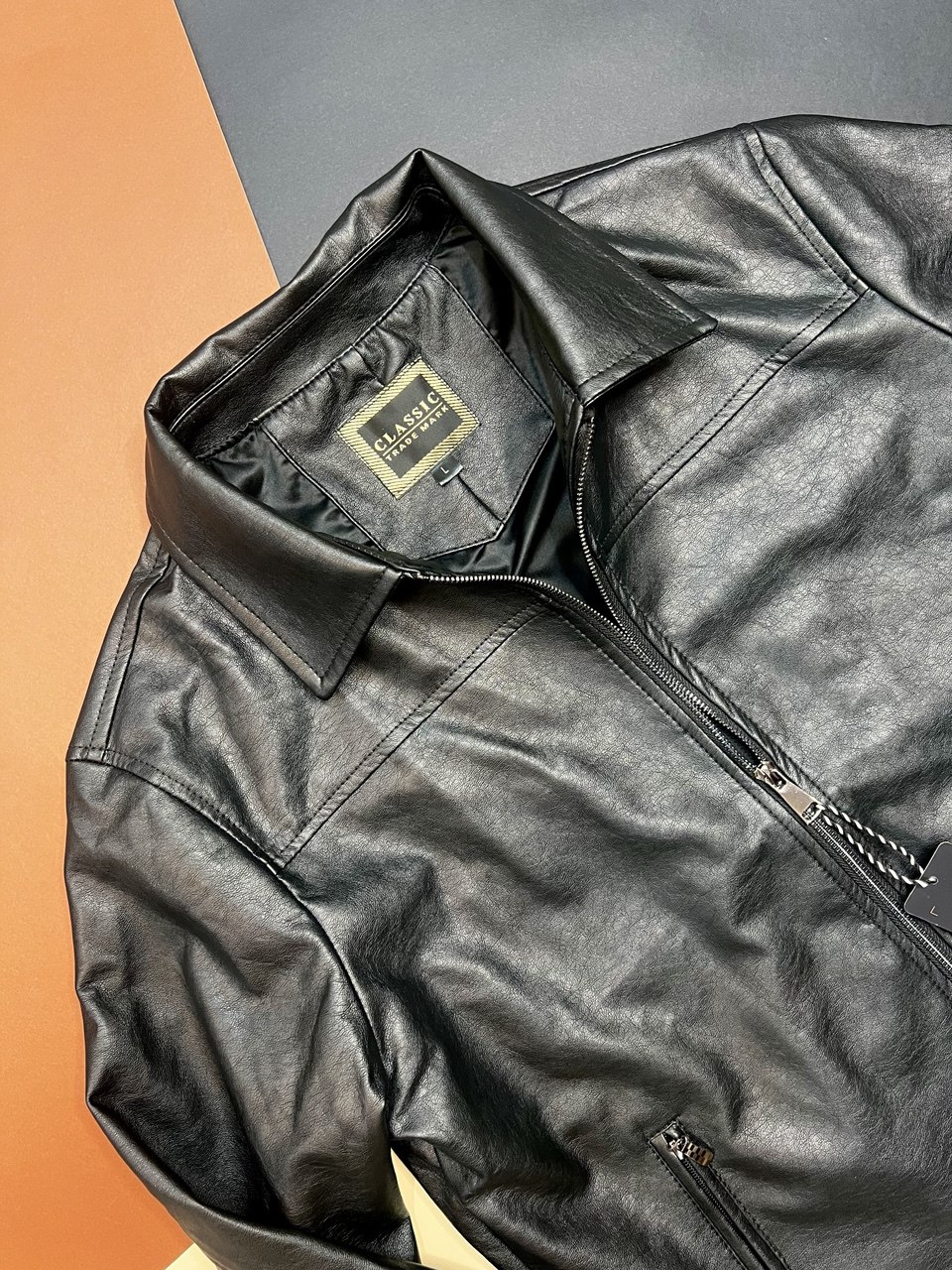 کاپشن چرم مردانه مدل یقه دار