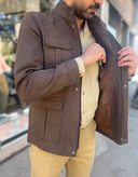 کت مردانه مخملی با یقه ایستاده و چهار جیب در فروشگاه پوشاک