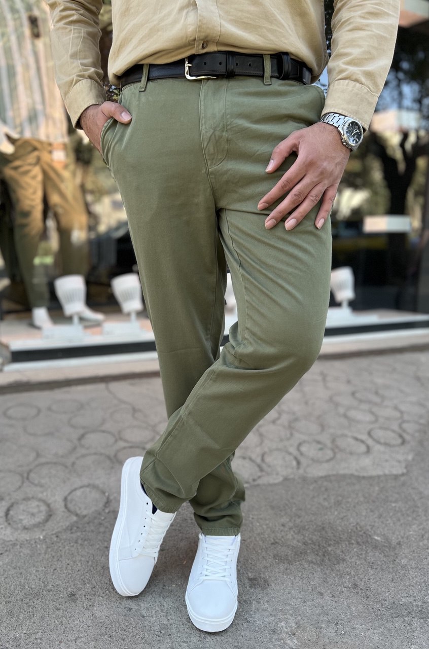 شلوار کتان مردانه جیب کراس مدل ریگولار فیت