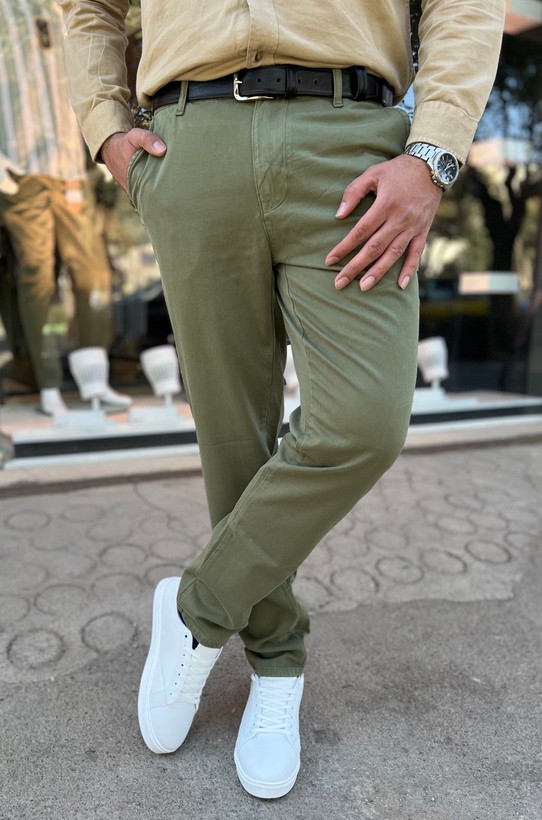 شلوار کتان مردانه جیب کراس مدل ریگولار فیت