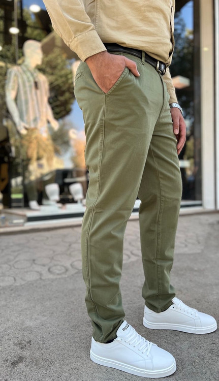 شلوار کتان مردانه جیب کراس مدل ریگولار فیت