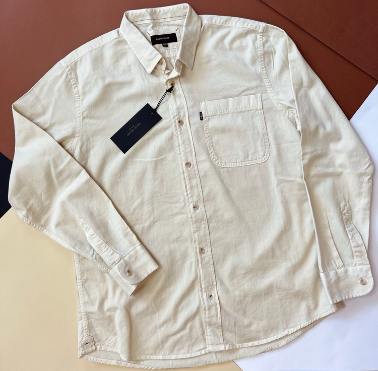 پیراهن مردانه کتان تکجیب پارچه کج راه ترک