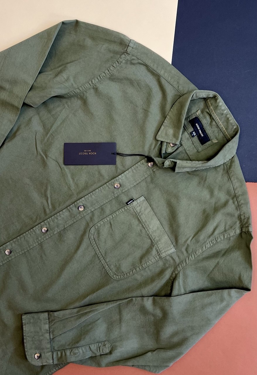 پیراهن مردانه کتان تک‌جیب پارچه کج راه ترک