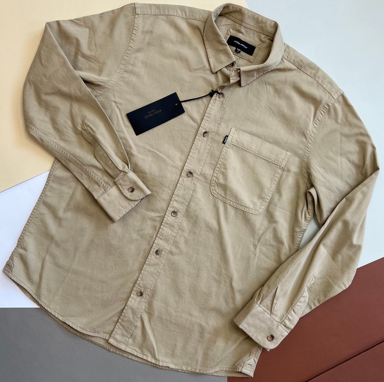 پیراهن مردانه کتان تکجیب پارچه کج راه ترک