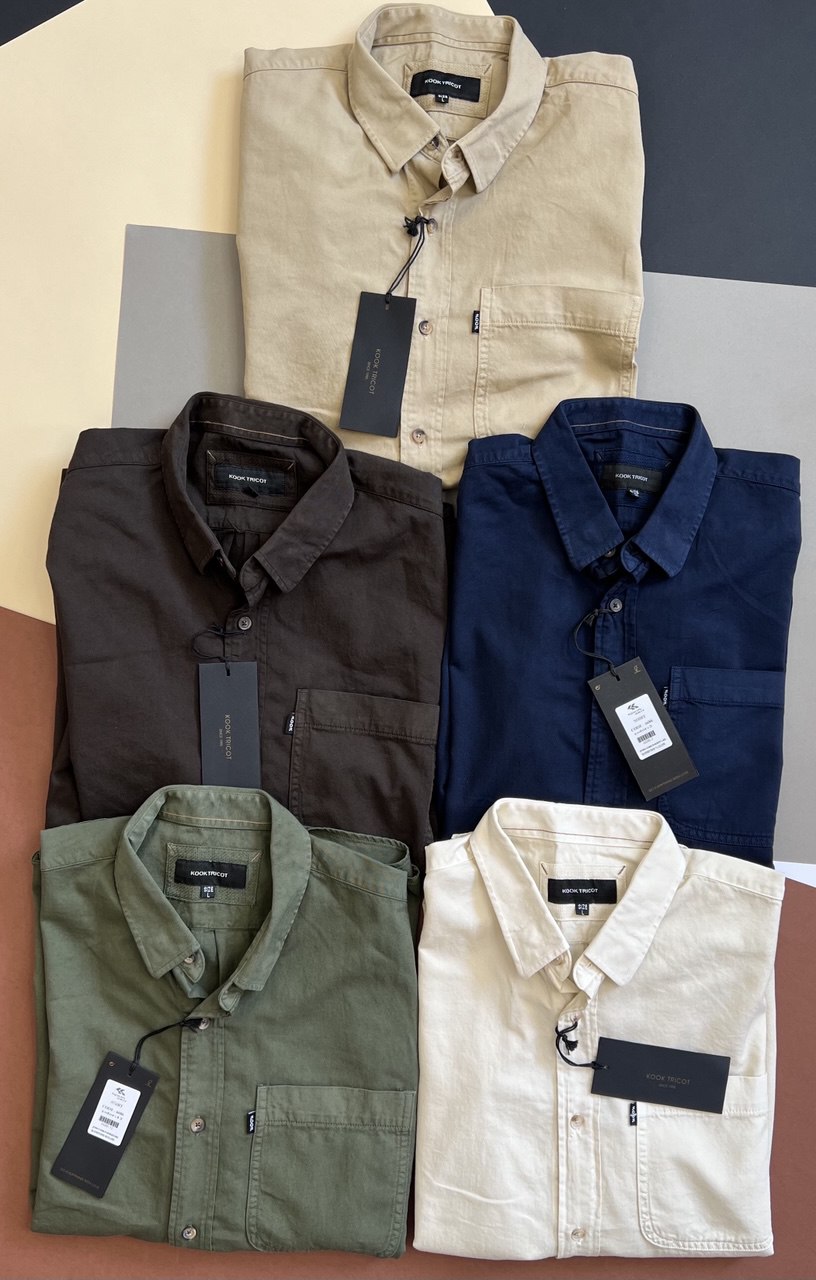 پیراهن مردانه کتان تک‌جیب پارچه کج راه ترک