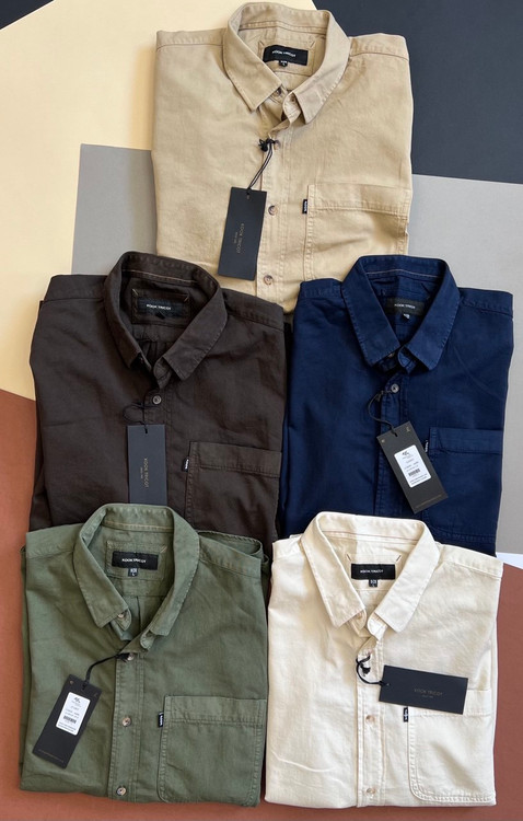 پیراهن مردانه کتان تکجیب پارچه کج راه ترک