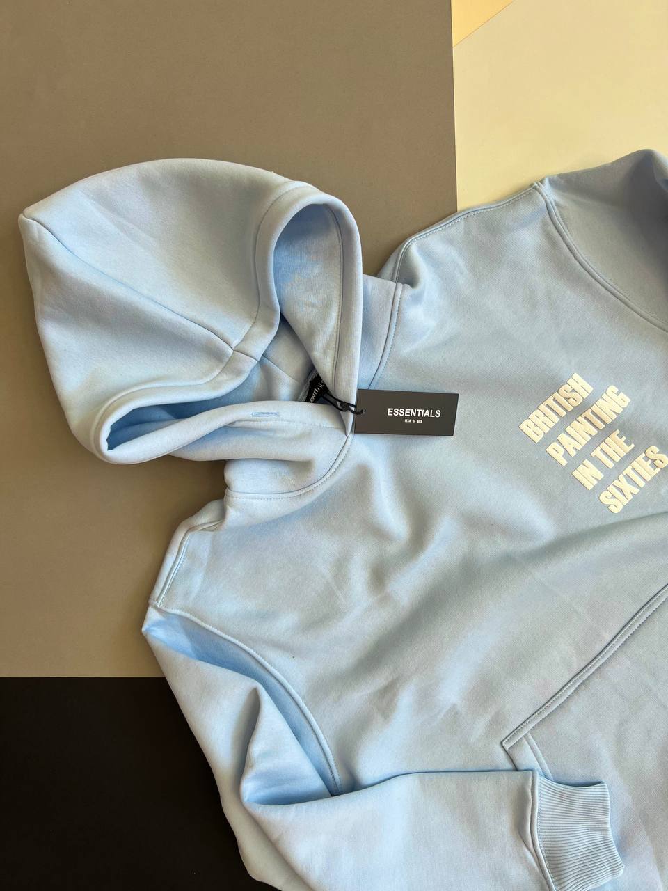 هودی مردانه دورس سه‌نخ داخل کرک رنگ آبی روشن با چاپ British Painting