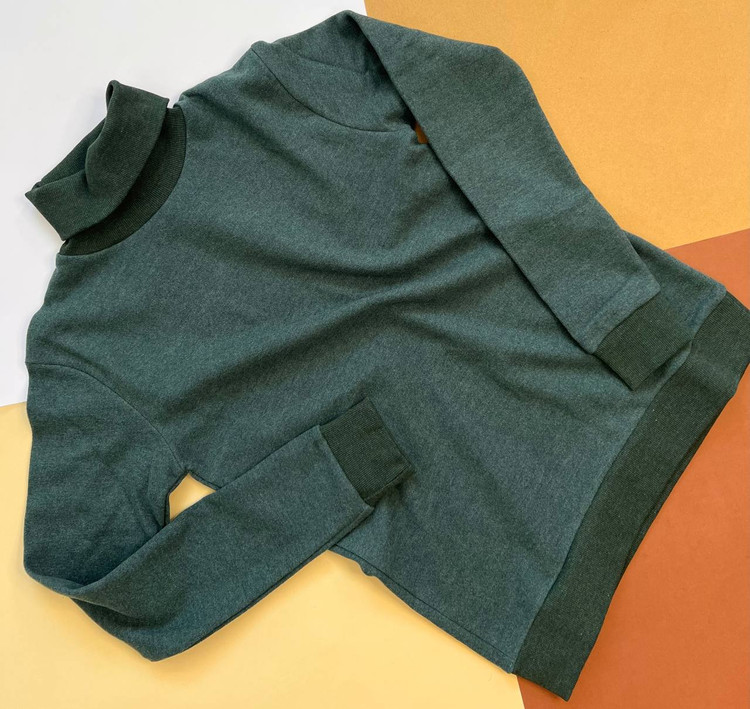 پلیور یقهاسکی مردانه سلانیک خار خورده سبز کله غازی تیره