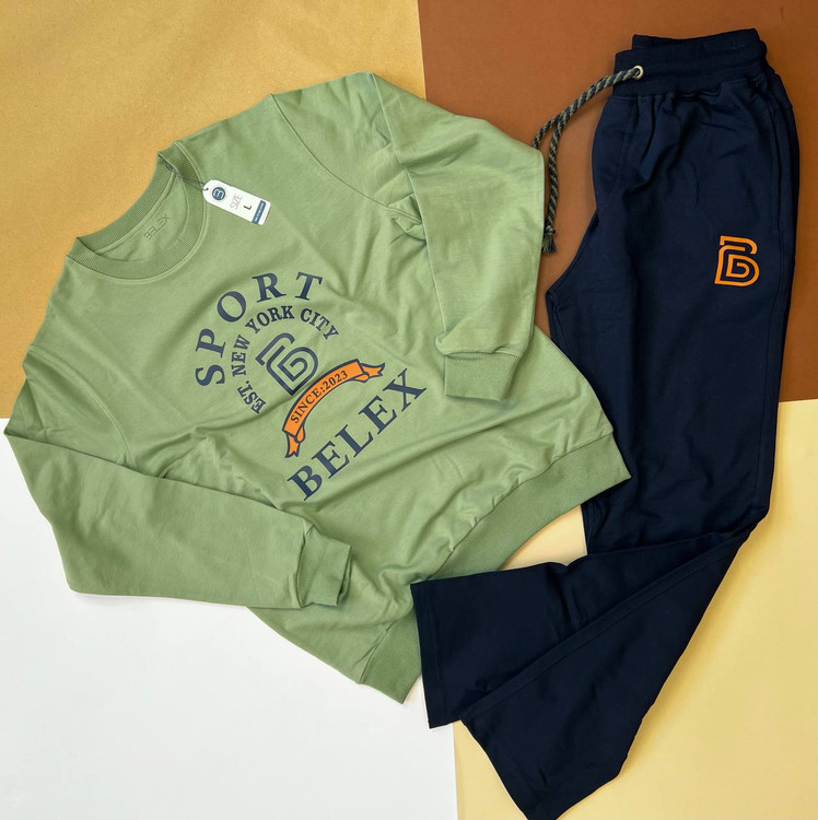 ست مردانه بلوز و شلوار سرمهای بلکس با چاپ گرافیکی و شلوار راحتی