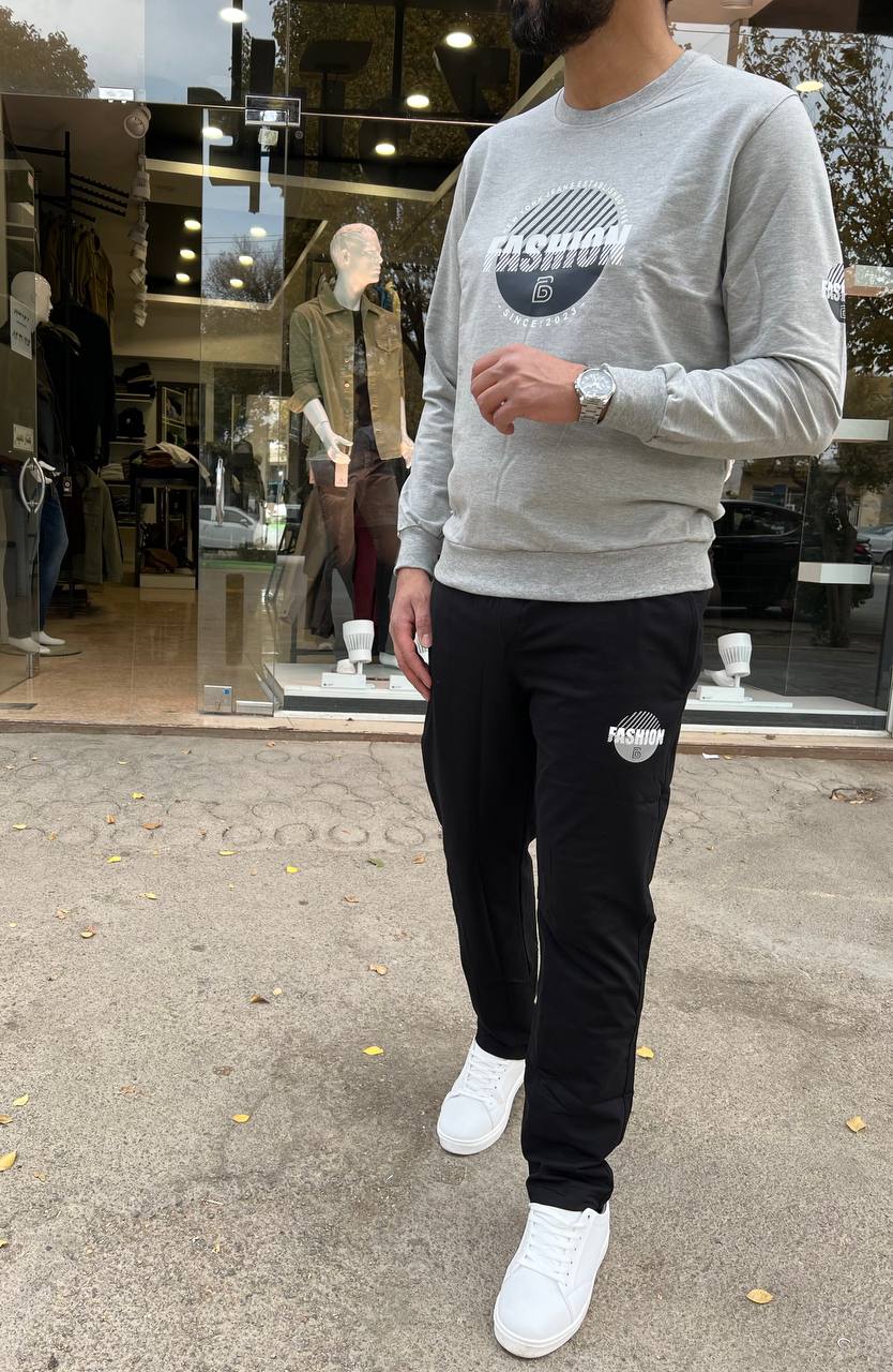 ست مردانه بلوز و شلوار سرمه‌ای بیلکس با چاپ گرافیکی و شلوار راحتی