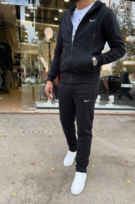 ست راحتی مردانه نایکی دورس سهنخ با سویشرت کلاهدار و شلوار لوگودار