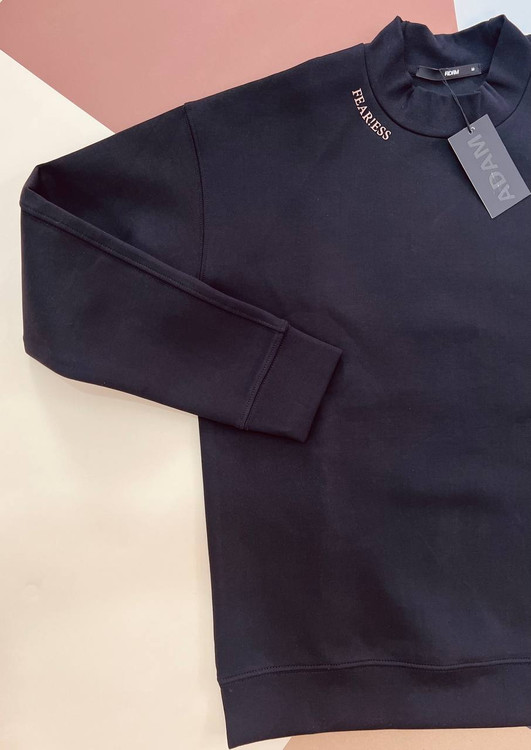 جلوی سویشرت مشکی مردانه با یقه 3 سانت و نوشته FEARLESS