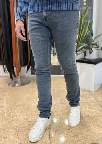 شلوار جین مردانه لاکارینو مدل Mini رنگ طوسی با پارچه دنیم کشی