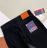 شلوار جین مشکی راسته مردانه با پارچه کشی و دوخت استاندارد