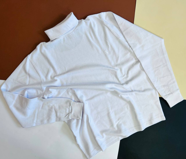 بلوز مردانه سفید یقه اسکی بافت سلانیک