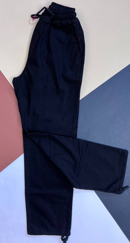 شلوار اسلش کتان مردانه مشکی مدل نیمبگ با پاچه گتدار