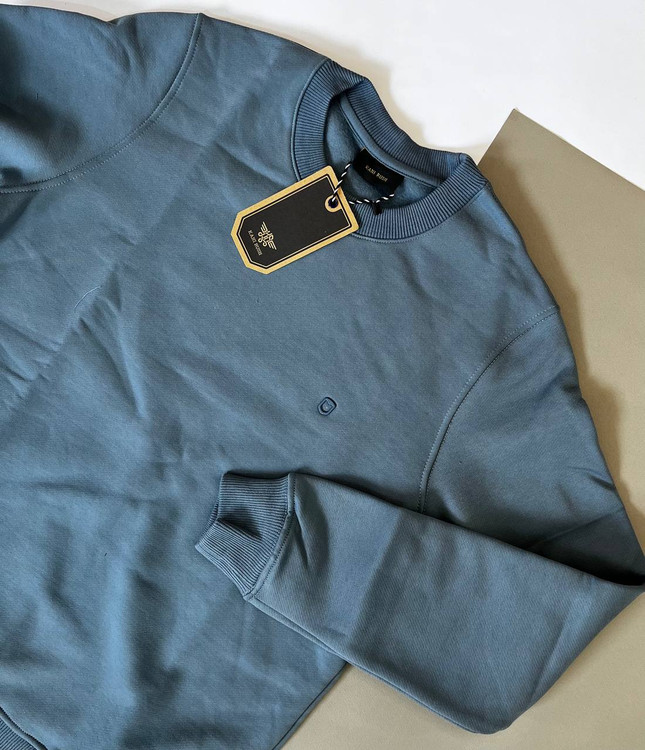 دورس مردانه سهنخ آبی طوسی یقه گرد داخل پنبهای ساده