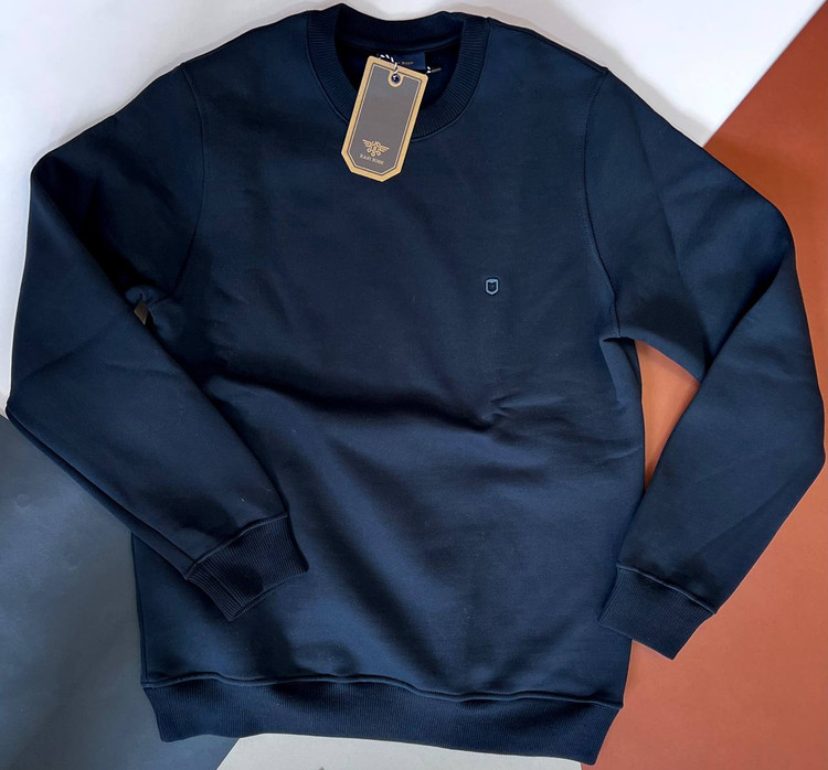 دورس مردانه سهنخ سرمهای یقه گرد داخل پنبهای ساده