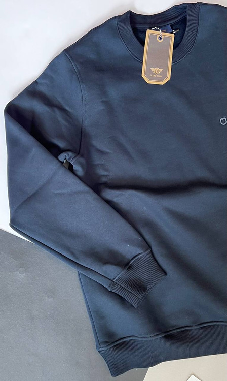 دورس مردانه سهنخ سرمهای یقه گرد داخل پنبهای ساده