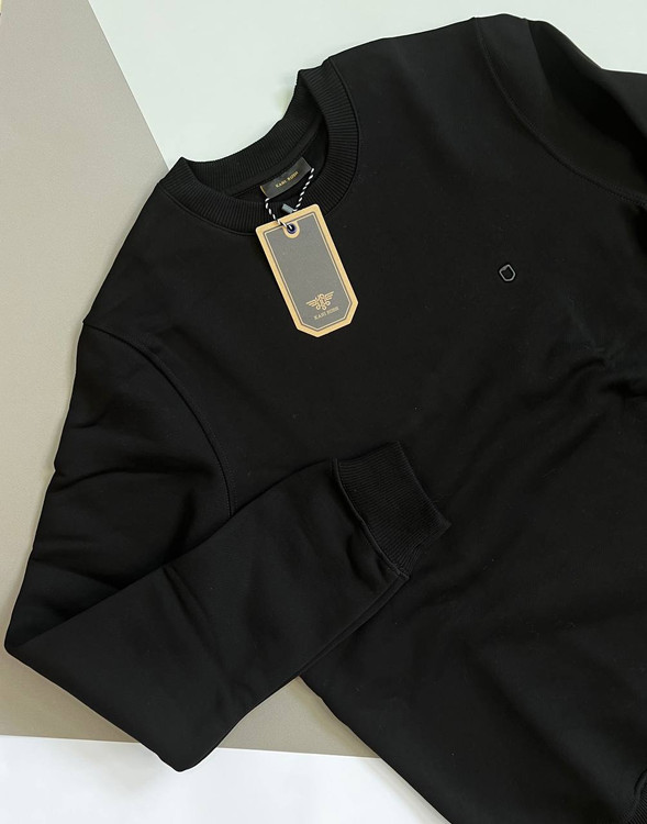 دورس مردانه سهنخ مشکی یقه گرد داخل پنبهای ساده