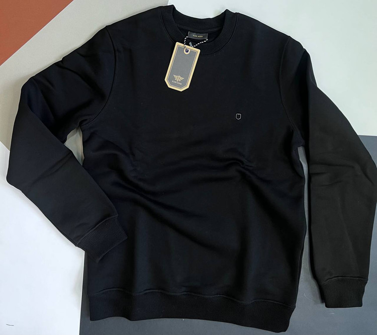 دورس مردانه سهنخ مشکی یقه گرد داخل پنبهای ساده