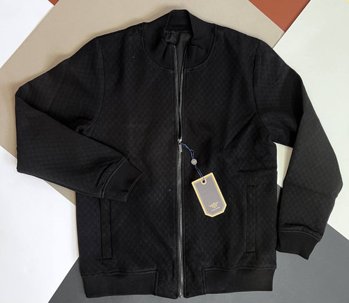 سویشرت مردانه ژاکارد مشکی زیپدار یقه ایستاده آسترکشی