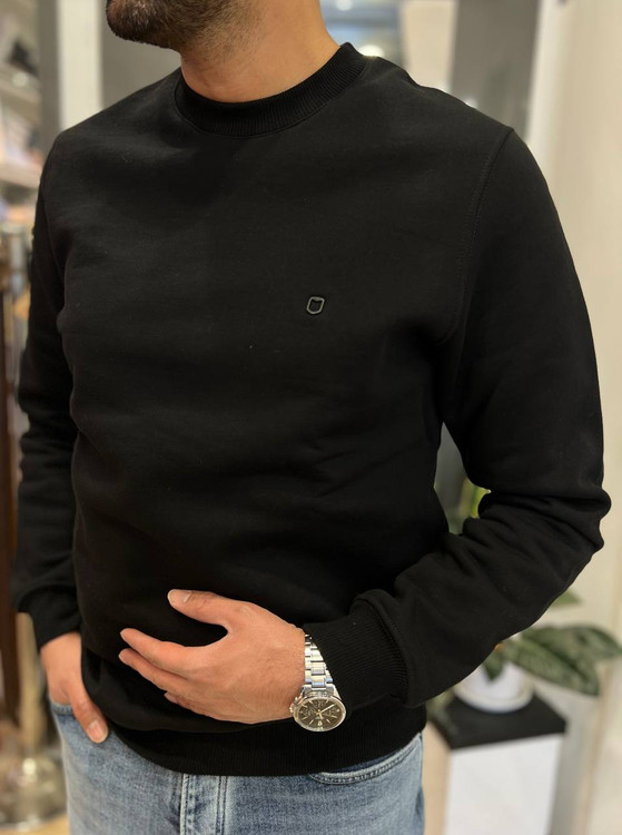 دورس مردانه سهنخ مشکی یقه گرد داخل پنبهای ساده