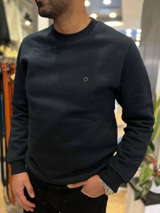 دورس مردانه سهنخ سرمهای یقه گرد داخل پنبهای ساده