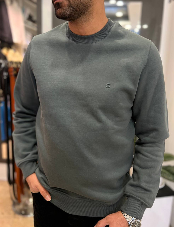 دورس مردانه سهنخ سرمهای یقه گرد داخل پنبهای ساده