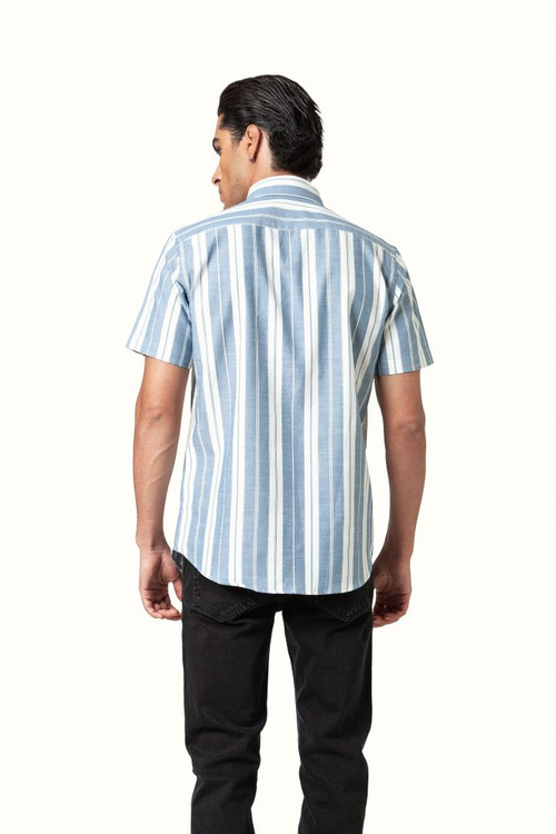 پیراهن مردانه پنبهای آستین کوتاه راهراه