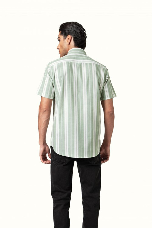 پیراهن مردانه پنبهای آستین کوتاه راهراه