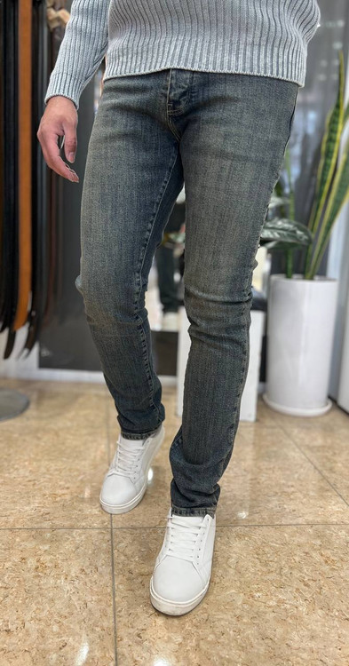 شلوار جین مردانه تام فورد مدل راسته آبی کلاسیک سنگشور با هاله کرم طلایی