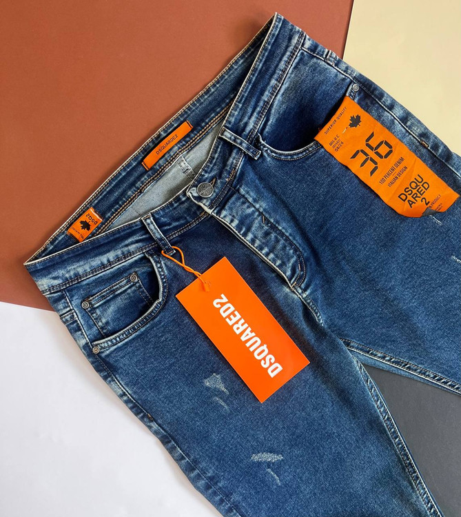 شلوار جین مردانه رنگ آبی مدل اسکینی کشی با طراحی لوکس و دوخت حرفهای