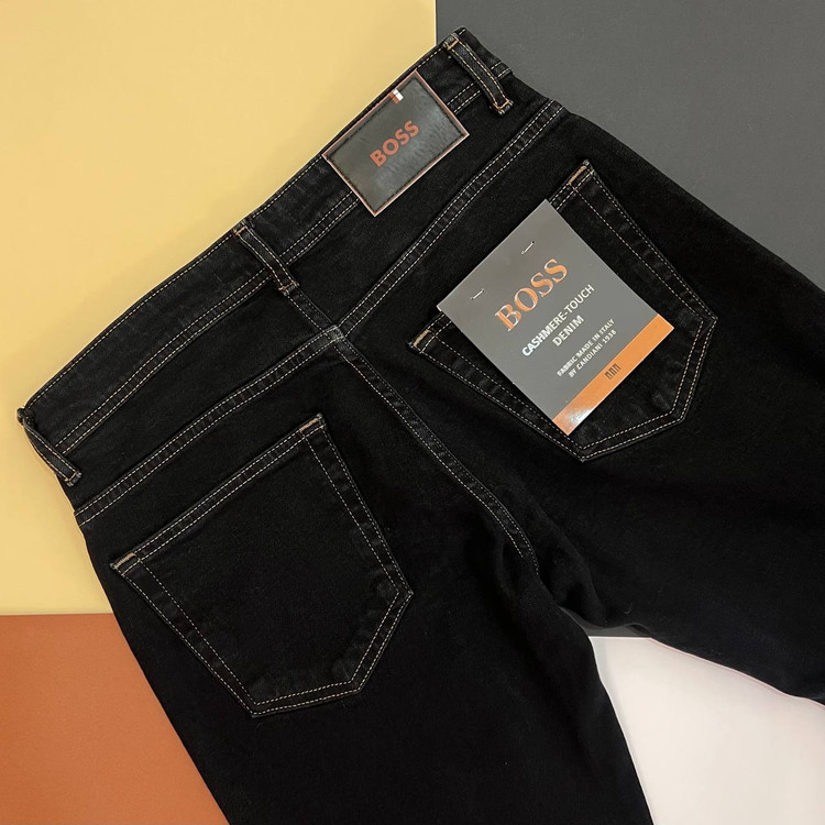 شلوار جین مردانه سرمهای تیره مدل راسته mini کشی با پارچه دنیم مقاوم