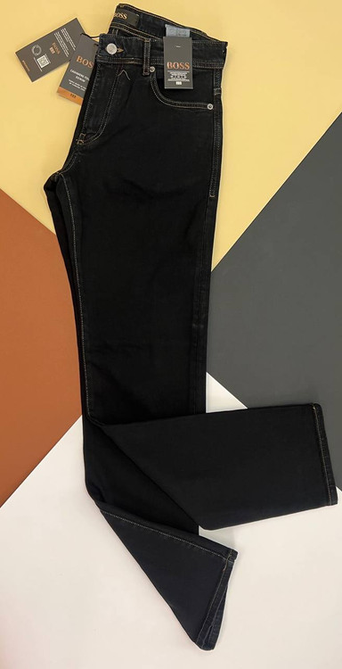 شلوار جین مردانه سرمهای تیره مدل راسته mini کشی با پارچه دنیم مقاوم