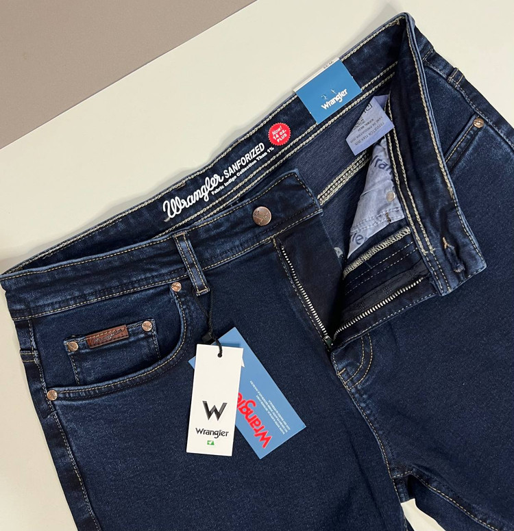 شلوار جین مردانه رانگلر Wrangler سرمهای تیره مدل راسته