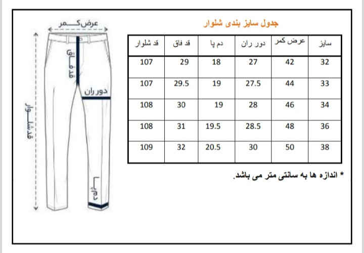 جدول سایز بندی شلوار جین مردانه راسته Tommy Hilfiger رنگ آبی دودی