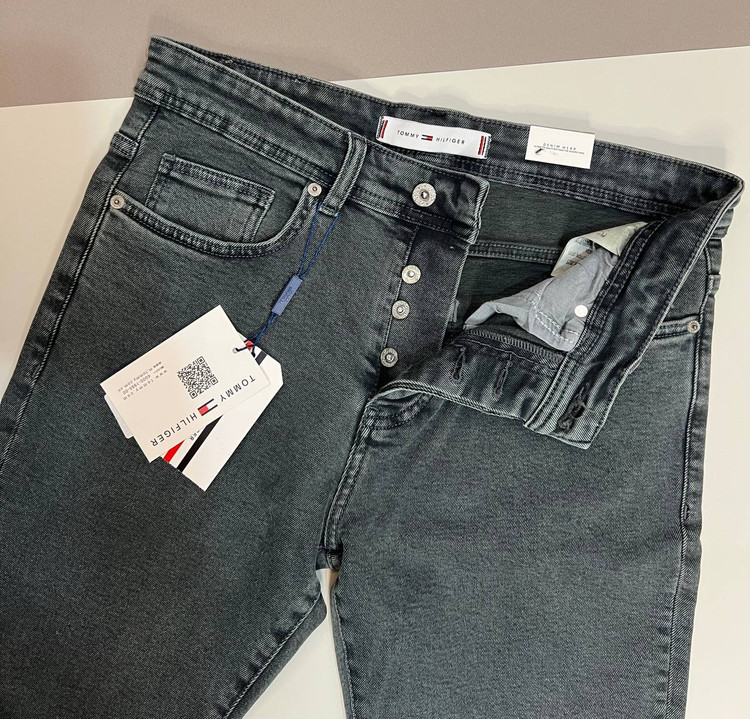شلوار جین مردانه راسته Tommy Hilfiger رنگ دودی زیتونی