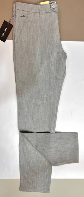 شلوار پارچه ای مردانه زارا اسلیم فیت تی آر وارداتی طوسی استخوانی